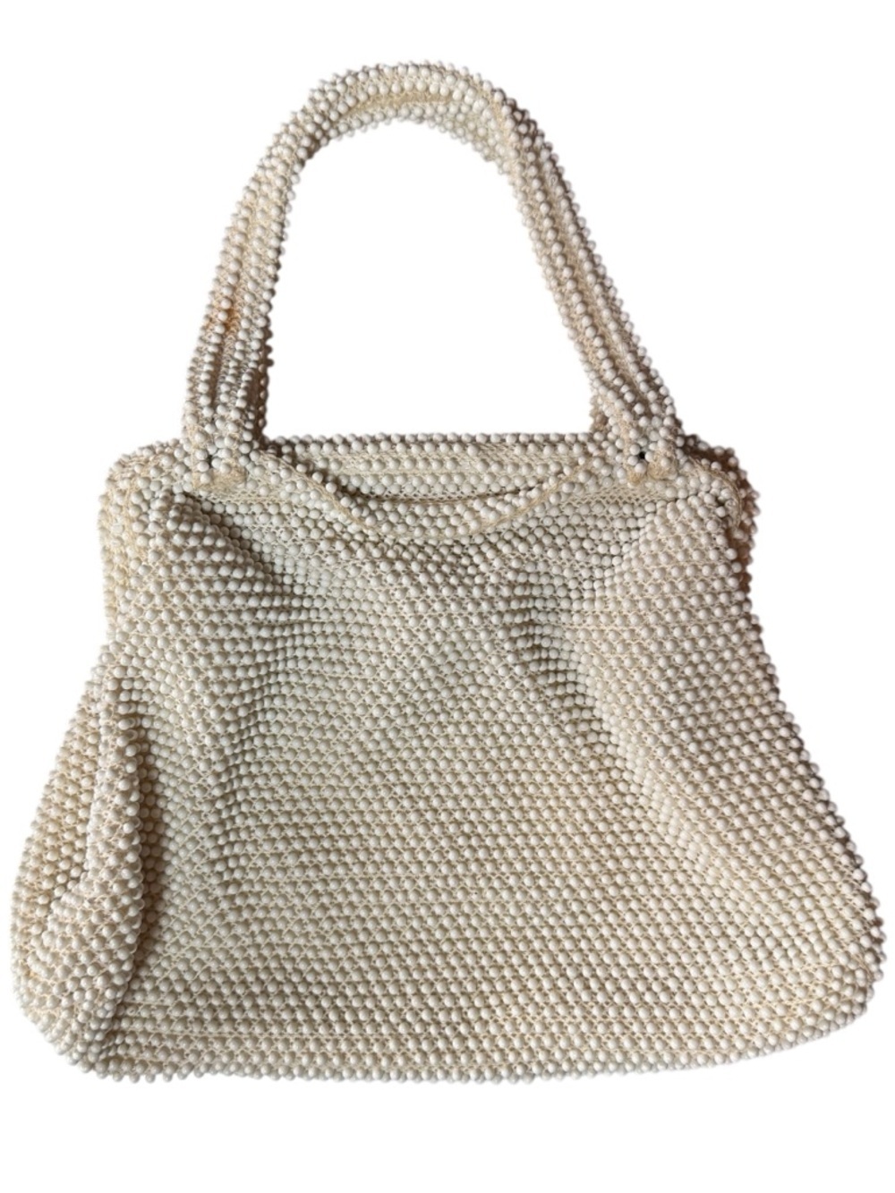 Vintage Corde-Bead by Lumured Ivory Beaded Handbag